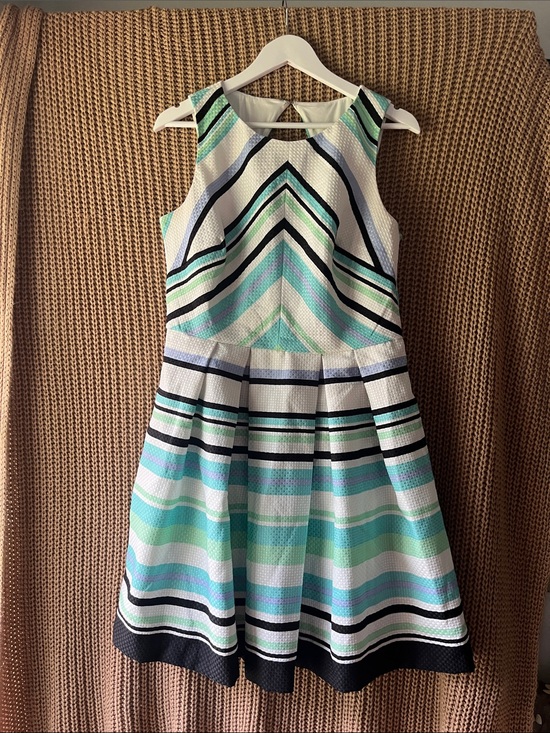 Danny & Nicole Dresses & Skirts - Danny & Nicole Mint, White & Black Striped Fit-and-Flare Dress
